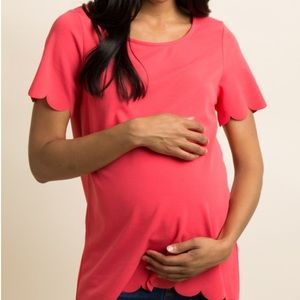 Scallop trim maternity top